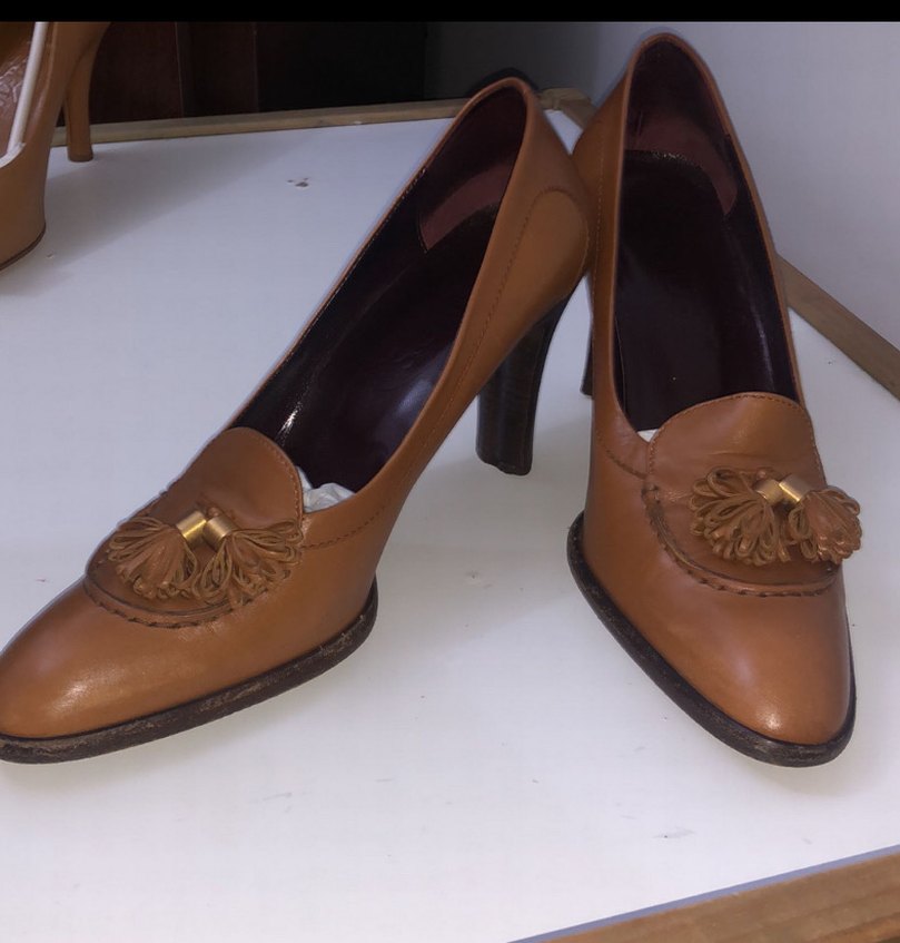 Bej Deri Klasik Tokalı Topuklu Kadın Ayakkabı - Görsel 3