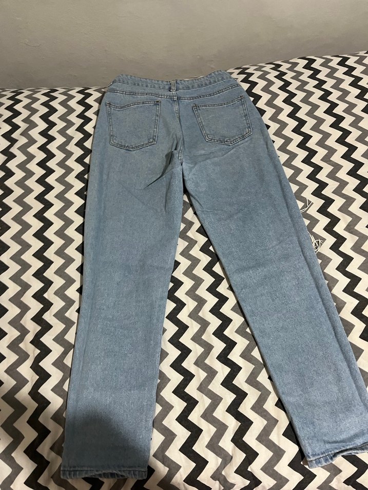 Rahat Kesim, Bağcıklı, Yırtık Detaylı Mavi Kot Pantolon - Görsel 2