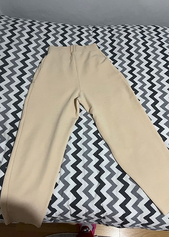 Bej Beli Kemerli Kadın Kumaş Pantolon - Görsel 3