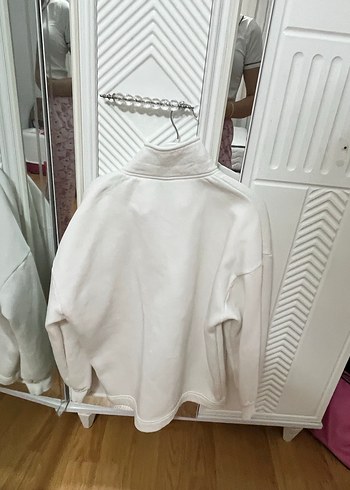 Kadın Beyaz  Yüksek Yakalı Sweatshirt - Görsel 2