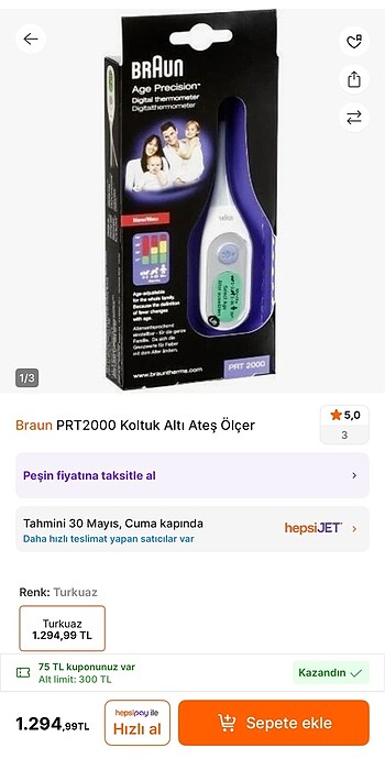 Braun Braun PRT2000 Koltuk Altı Ateş Ölçer