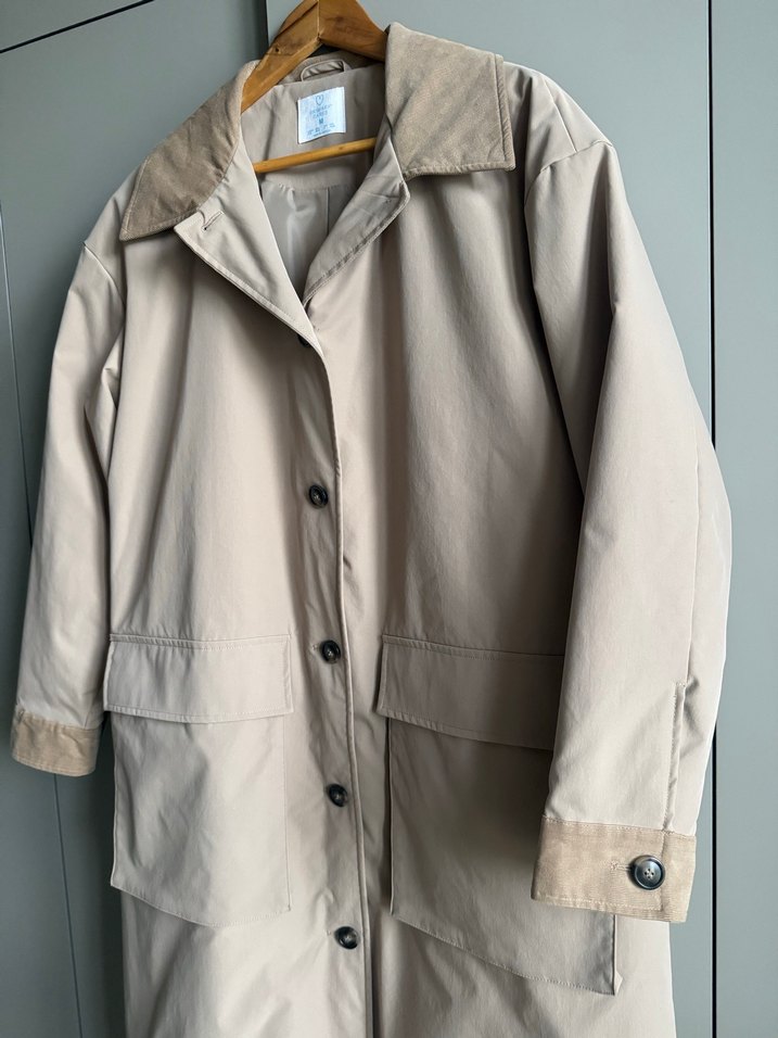 Kadife Yaka ve Kol Detaylı Trenchcoat - Görsel 2