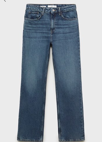Mango Duz Kesim Gri Kadin Denim Pantolon