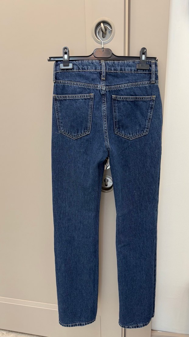 Düz Kesim Gri Kadın Denim Pantolon — görsel 6/7