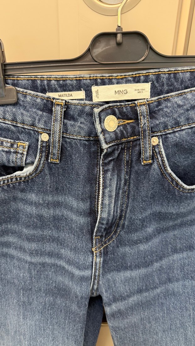 Düz Kesim Gri Kadın Denim Pantolon — görsel 5/7