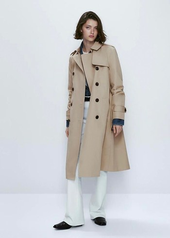 Massimo Dutti Bej Uzun Trenckot