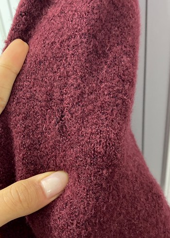 Bordo Kadın Yün Örgü Basic Kazak - Görsel 4