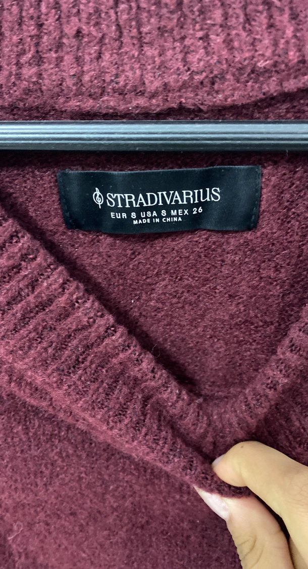 Bordo Kadın Yün Örgü Basic Kazak - Görsel 3