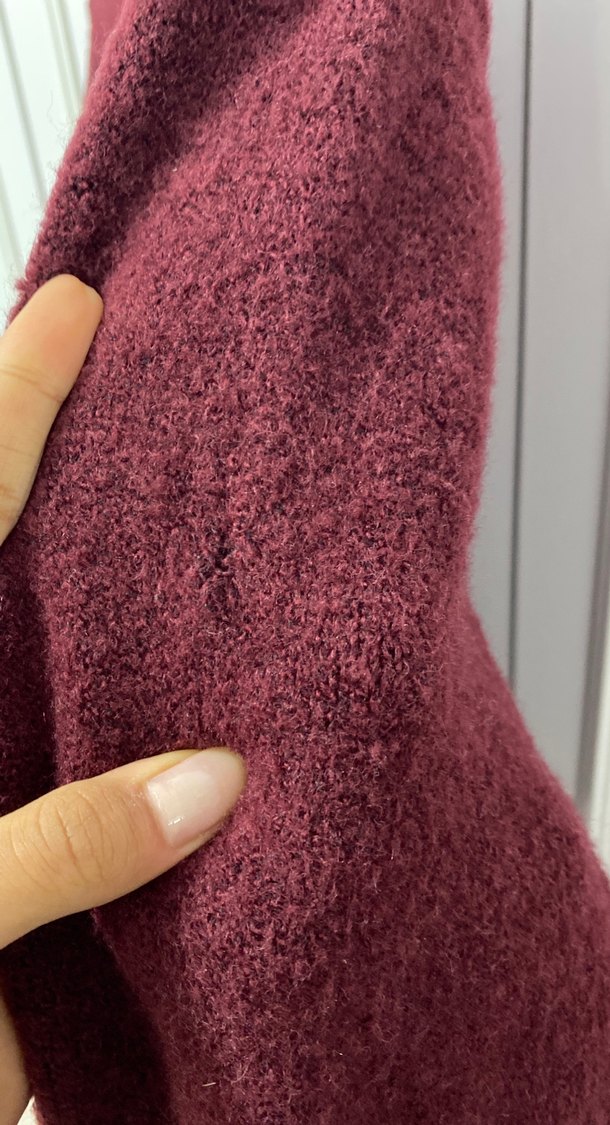 Bordo Kadın Yün Örgü Basic Kazak - Görsel 4