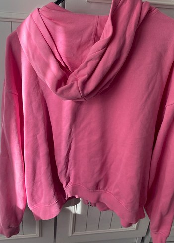 Pembe Kapüşonlu Fermuarlı Sweatshirt Hırka - Görsel 3