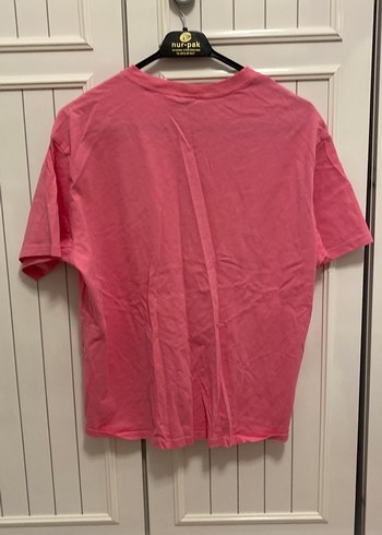 Pembe Kısa Kollu Rahat Kesim Tişört - Görsel 2