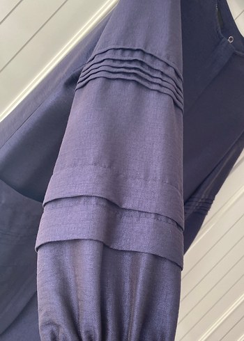 Kadın Lacivert Uzun Kolu Vatkalı Pardesü - Görsel 3