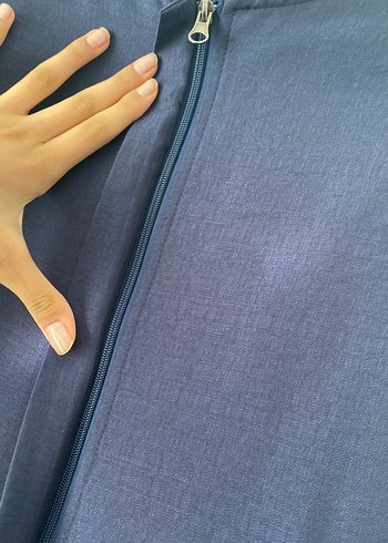 Kadın Lacivert Uzun Kolu Vatkalı Pardesü - Görsel 5