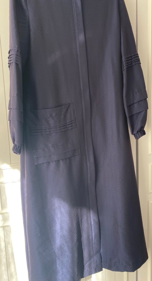 Kadın Lacivert Uzun Kolu Vatkalı Pardesü - Görsel 2