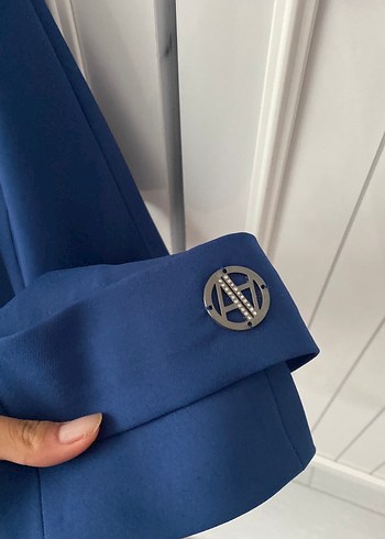 Düğmeli Lacivert Uzun Kadın Kaban/Pardesü - Görsel 8