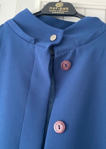 Düğmeli Lacivert Uzun Kadın Kaban/Pardesü - Görsel 4