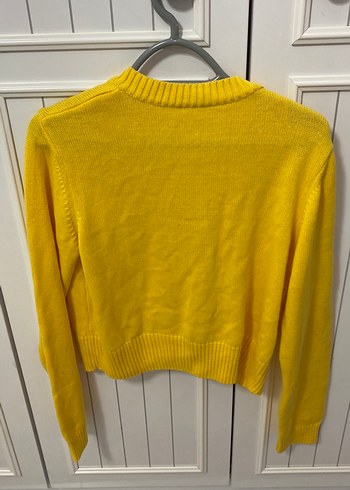 Sarı Kadın Triko Uzun Kollu Kazak Hırka - Görsel 2