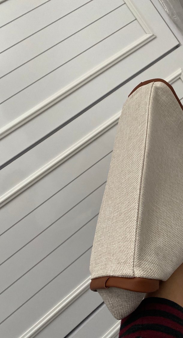 Bej Keten Kadın Omuz Çantası - Görsel 2