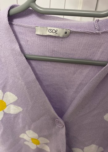 Pastel Mor Çiçek Desenli Düğmeli Hırka - Görsel 4