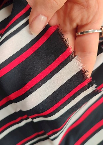 çizgili şifon parça kumaş - Görsel 2