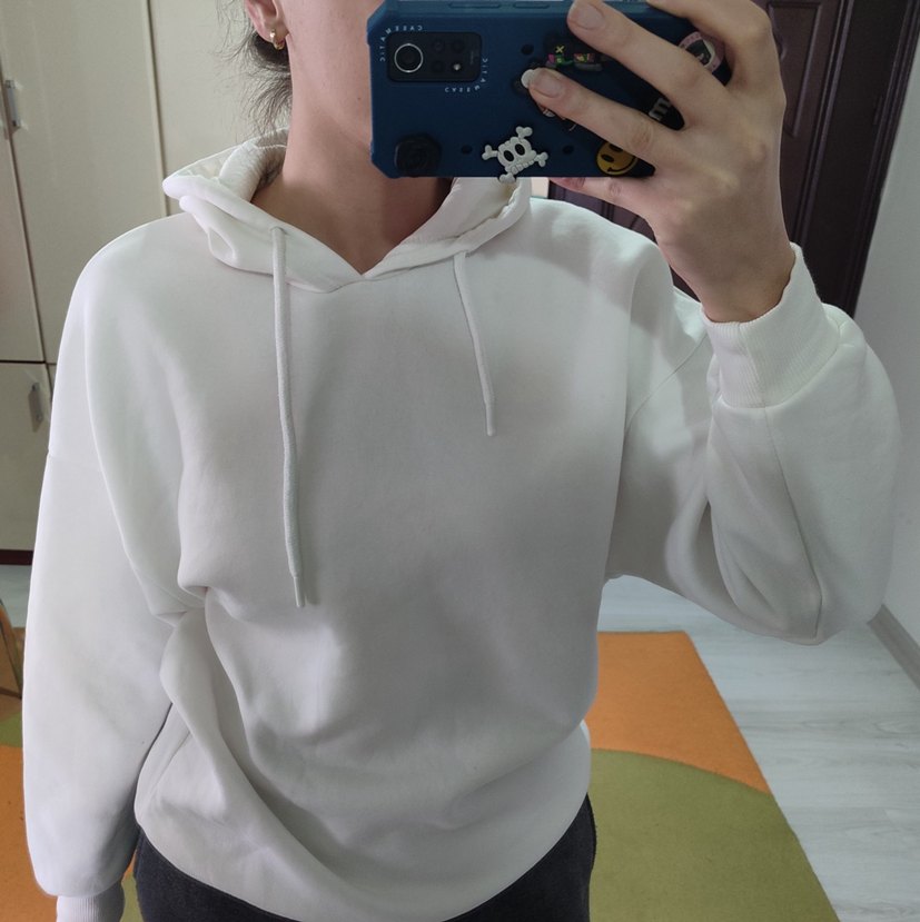 Etiketli Beyaz Sweatshirt - Görsel 5