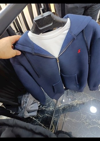 Erkek Lacivert Fermuarlı Sweatshirt