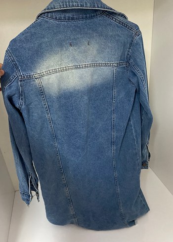Düğmeli Mavi Kadın Denim Ceket - Görsel 3