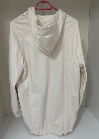 Beyaz Fermuarlı Kadın Midi Ceket - Görsel 3