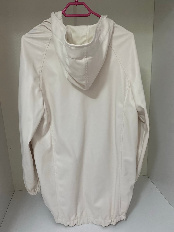 Beyaz Fermuarlı Kadın Midi Ceket - Görsel 3