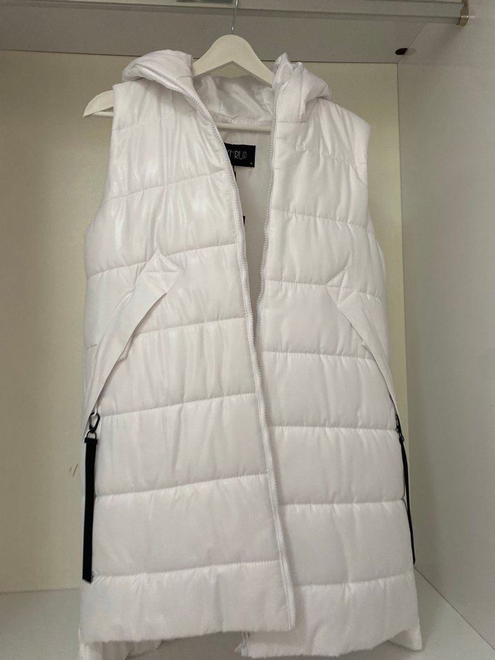 Beyaz Fermuarlı Kolsuz Kadın Yelek - Görsel 2