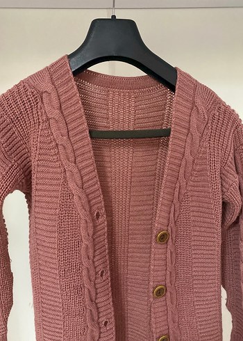 Pembe Örgü Bohem Kadın Hırka - Görsel 2