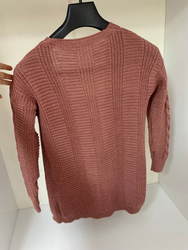 Pembe Örgü Bohem Kadın Hırka - Görsel 3