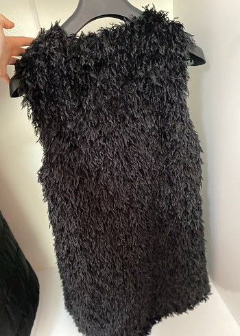 Siyah Kürklü Uzun Kesim Kadın Yelek - Görsel 3