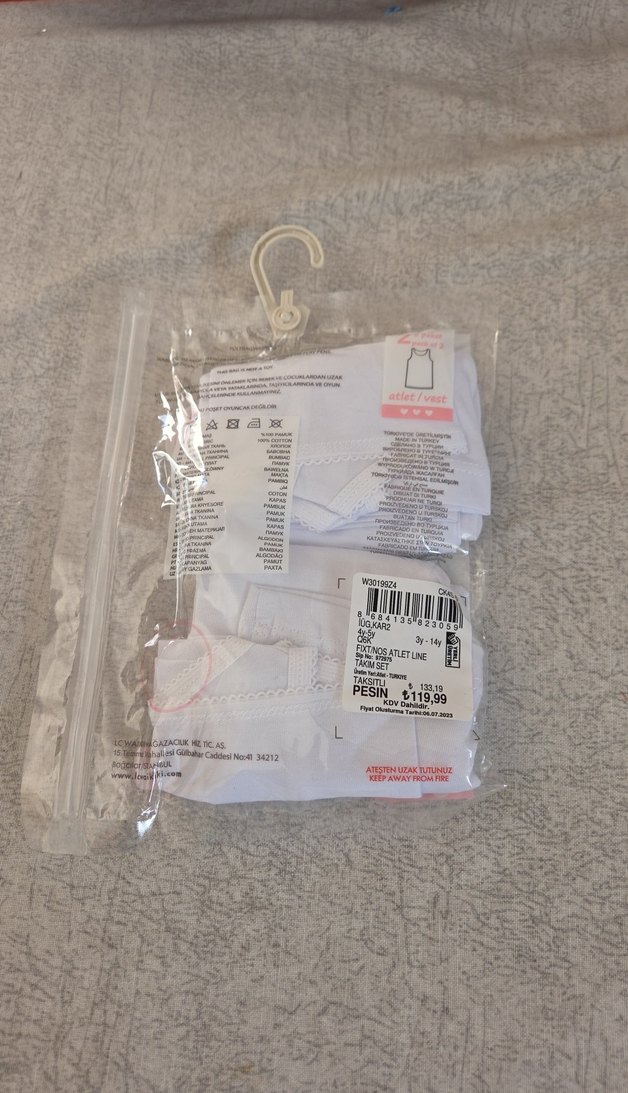 4-5 Yaş Kız Çocuk Atlet 2'li Beyaz - Görsel 2