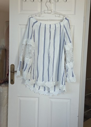 Dantel Detaylı Bohem Keten Bluz - Görsel 2