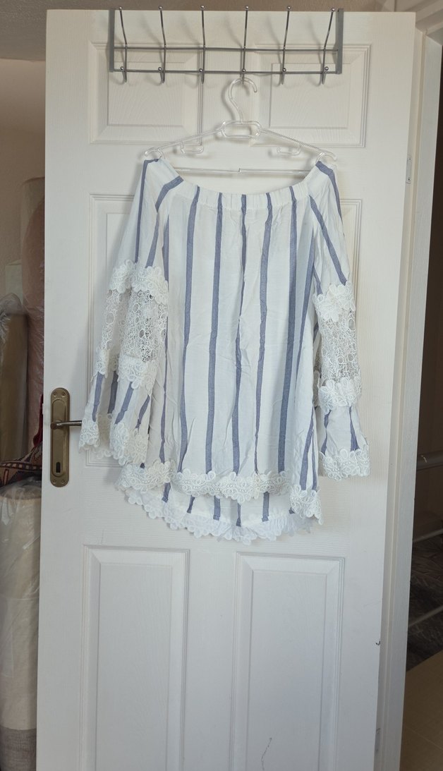 Dantel Detaylı Bohem Keten Bluz - Görsel 2