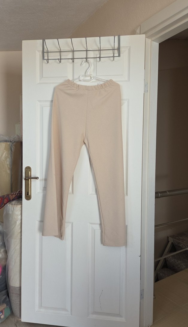 Uzun Kollu Bej Keten Salaş Tunik takım - Görsel 4