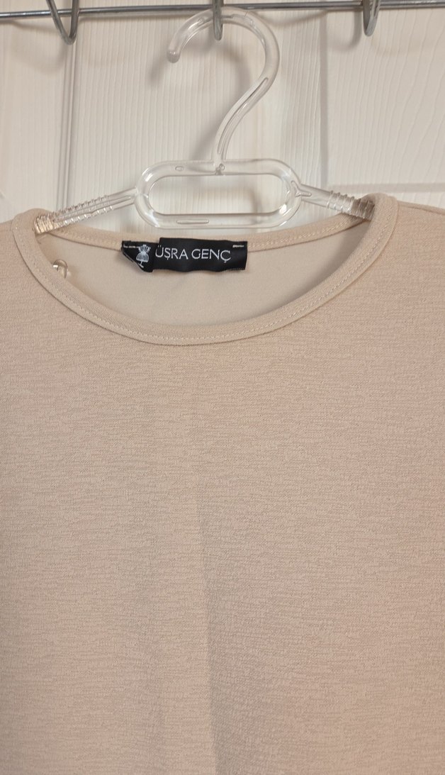 Uzun Kollu Bej Keten Salaş Tunik takım - Görsel 2