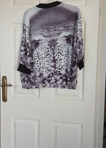 Gri Baskılı Kadın Sweatshirt - Görsel 3