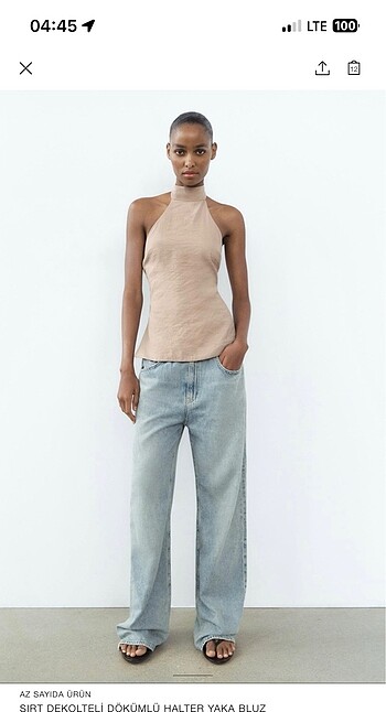Zara halter yaka sırt dekolteli bluz