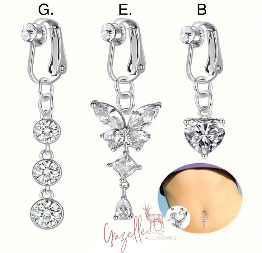 Deliksiz fake sıkıştırmalı göbek piercing - Görsel 3