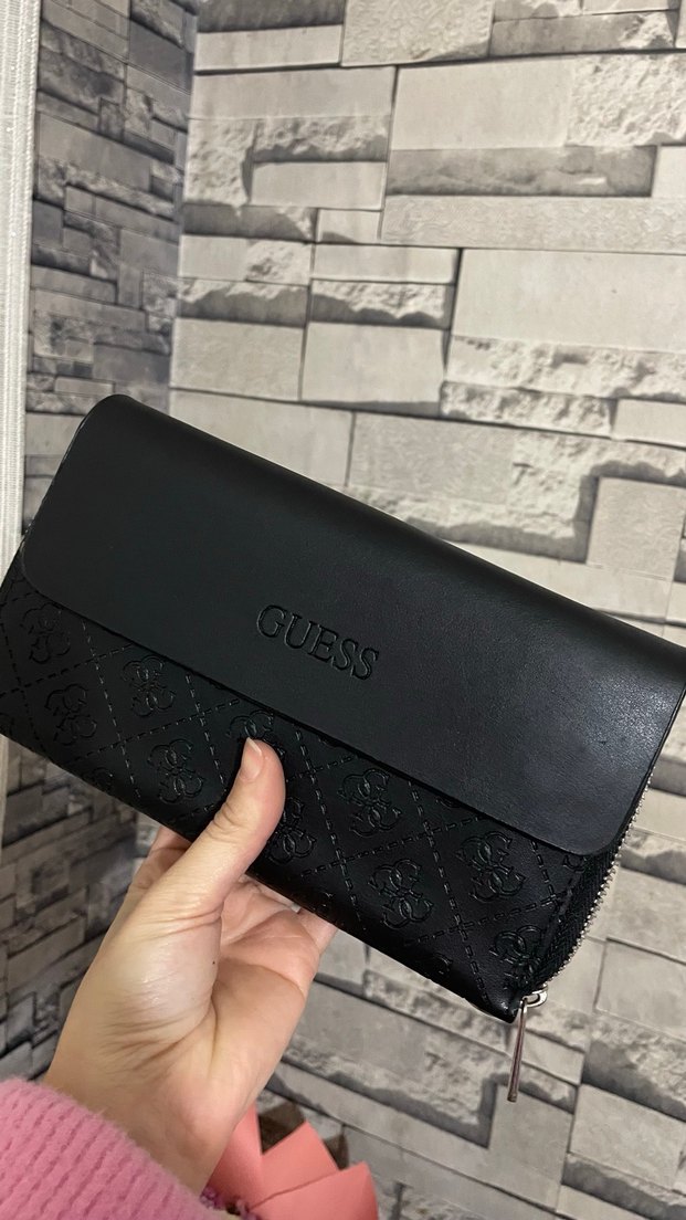 GUESS Siyah Deri Fermuarlı Kadın Cüzdanı(el çantası) - Görsel 5