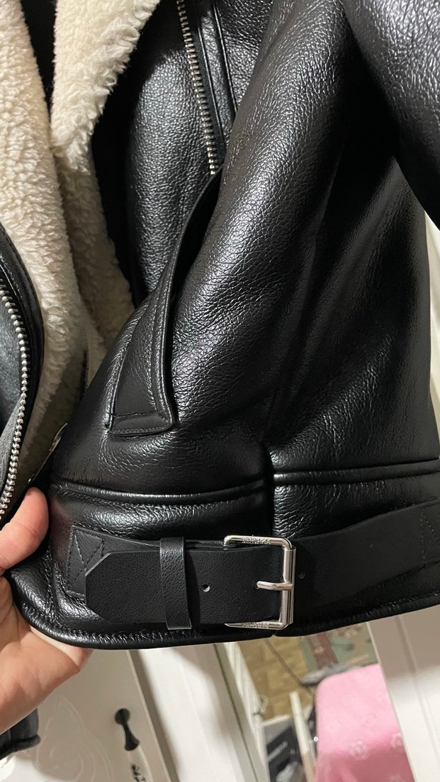 Bershka Siyah Deri Kürklü Biker Ceket - Görsel 5