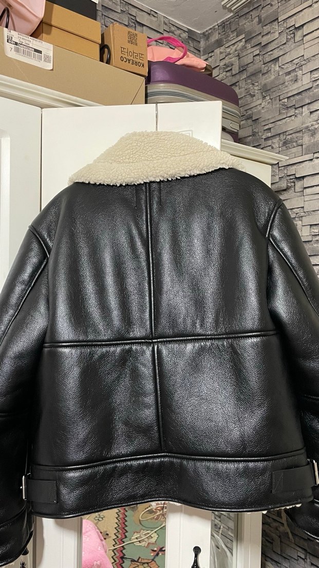 Bershka Siyah Deri Kürklü Biker Ceket - Görsel 2