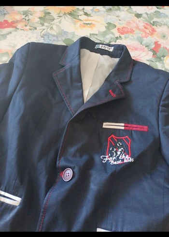 9 Yaş Beden Düğmeli Erkek Çocuk Lacivert Blazer Ceket