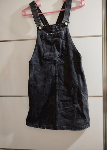 Diğer Kızlar için Siyah Denim Askılı Elbise