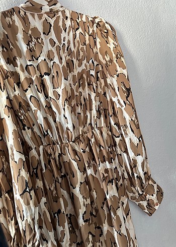 Kahverengi Leopar Desenli Uzun Elbise - Görsel 8