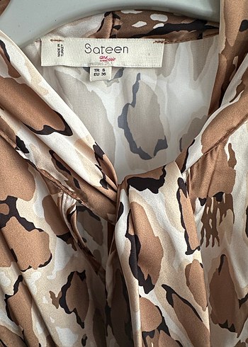 Kahverengi Leopar Desenli Uzun Elbise - Görsel 7