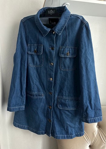 Kadın Mavi Denim Kemerli Ceket - Görsel 2