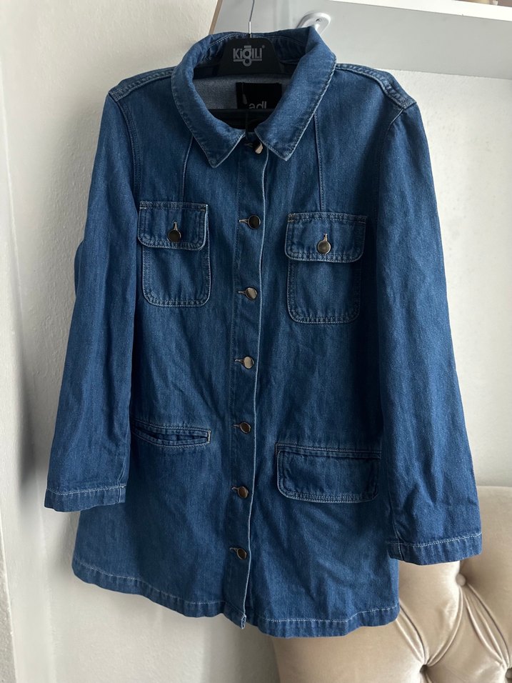 Kadın Mavi Denim Kemerli Ceket - Görsel 2